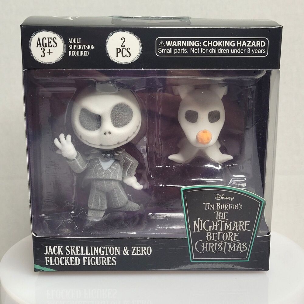 Disney Nightmare Before Christmas Flocked Figures Jack Skellington Zero New